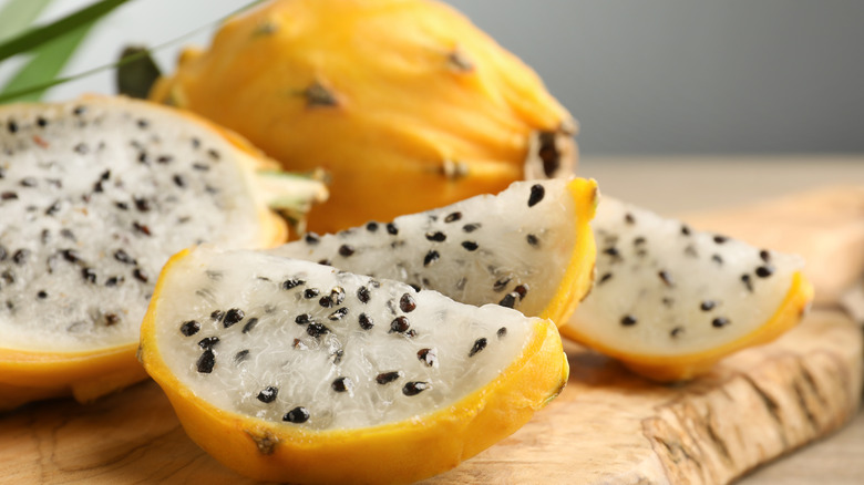 Sliced yellow dragon fruit