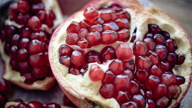 close up of the inside of a pomegranate