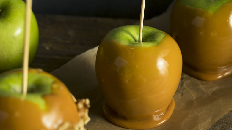 Plate of caramel apples