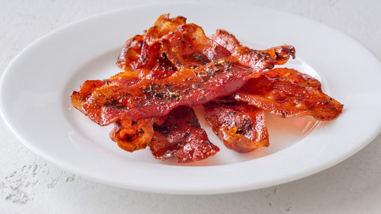 A plate of glazed bacon
