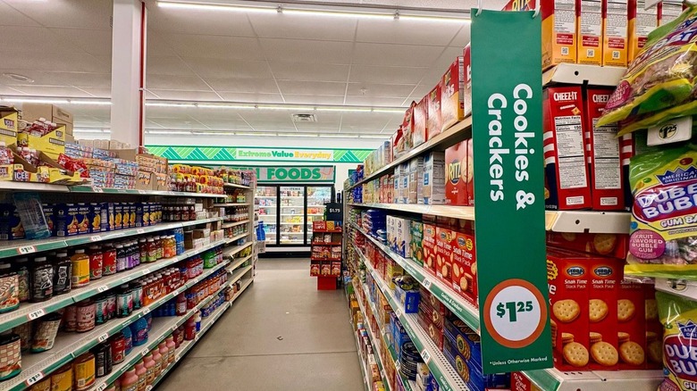 The food section of a Dollar Tree.
