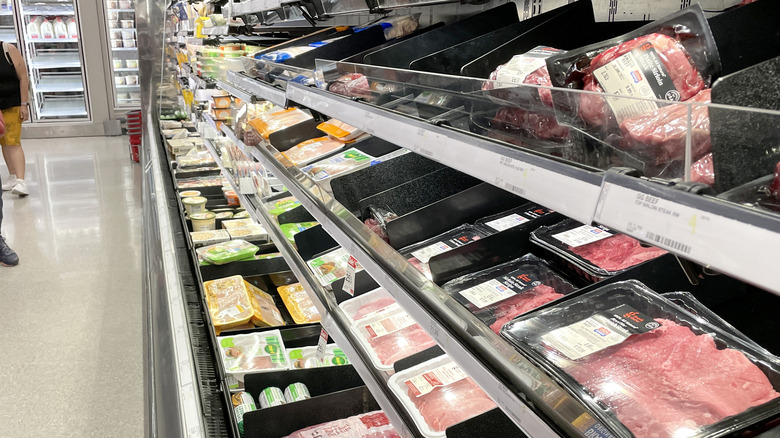 Meat on shelves at Target