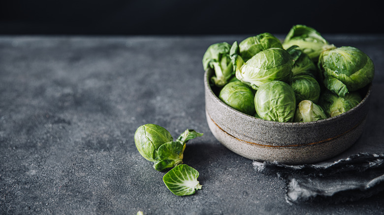 Bowl of raw Brussels sprouts