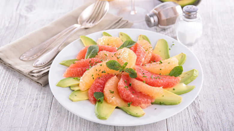 Grapefruit and avocado salad