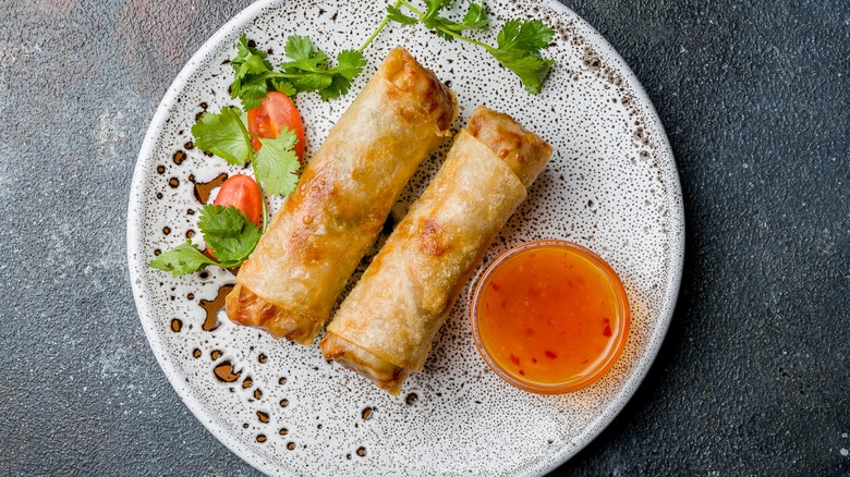 Frozen uncooked egg rolls