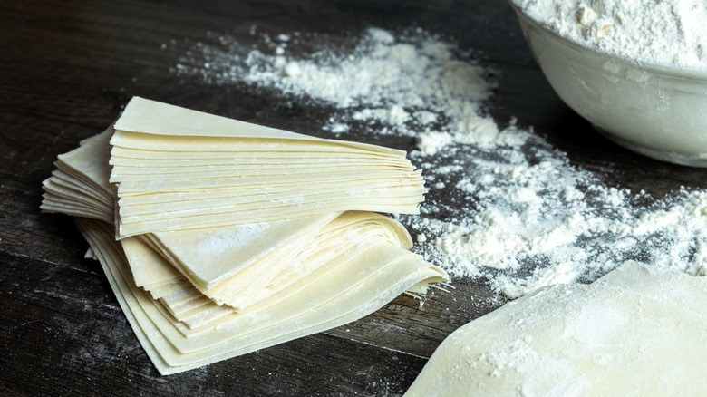 egg roll wrappers and flour