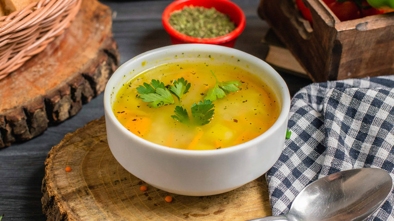 A creamy chicken soup.