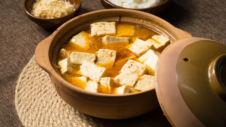 Stew in a stoneware pot