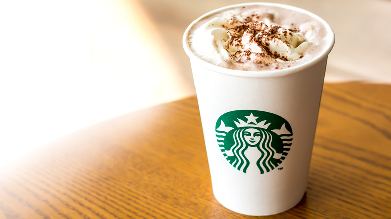 Starbucks hot chocolate with whipped cream