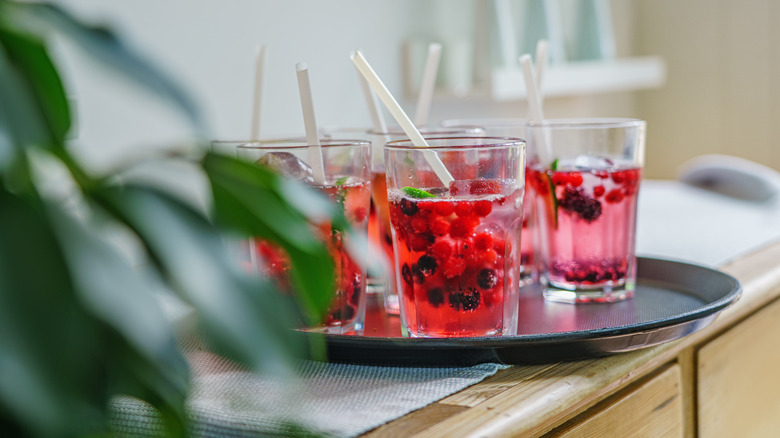 fruity drinks set on table