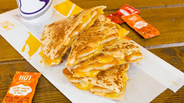 A Crispy Chicken Quesadilla from Taco Bell.