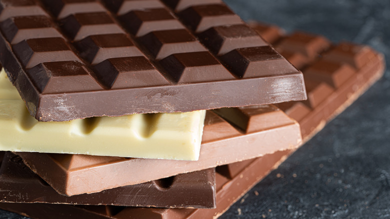 Dark, milk, white chocolate bars