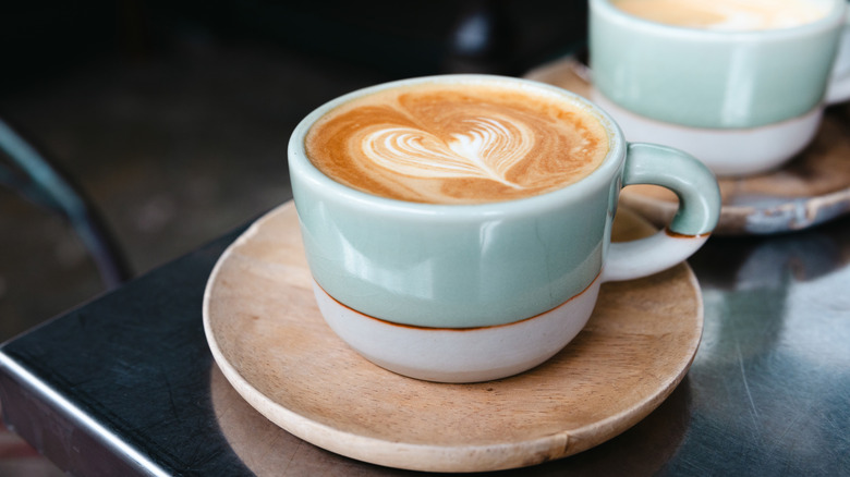 Fresh latte with foam art.