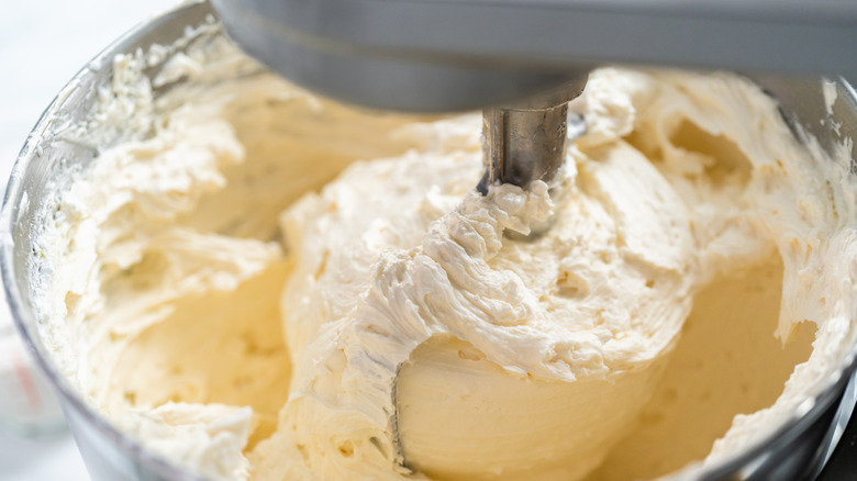 White frosting in stand mixer