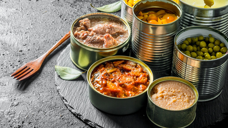 Open cans of food