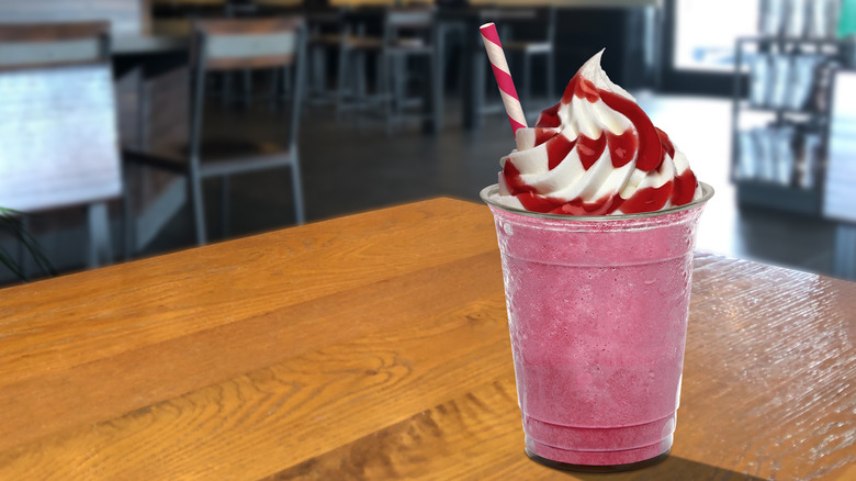 Strawberry Frappuccino on table