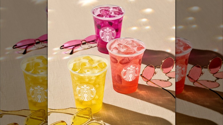 Three Starbucks Refresher beverages
