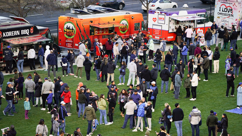 food trucks along a street