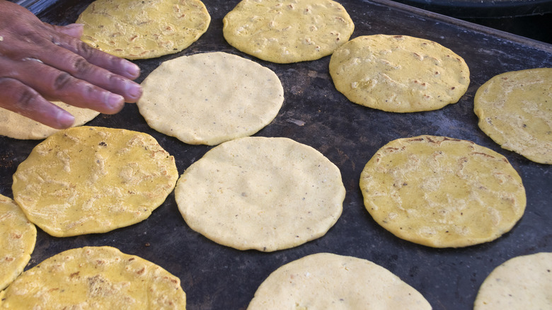 homemade tortillas warming