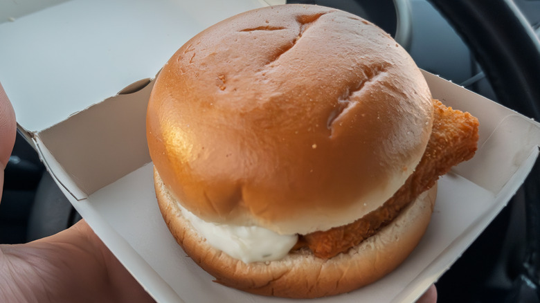 A McDonald's Filet-O-Fish in its container
