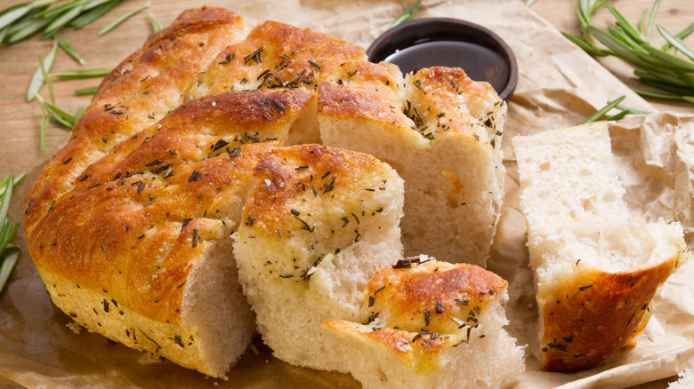 loaf of focaccia bread