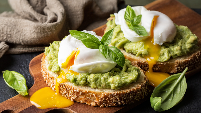 Poached eggs on toast.