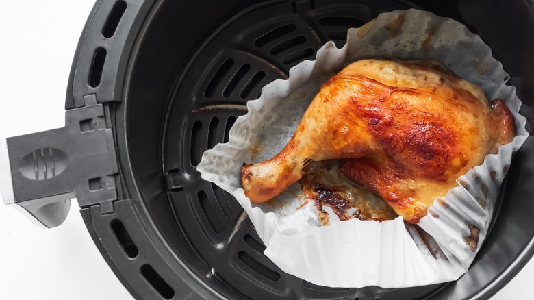 Crispy roasted chicken leg in the air fryer