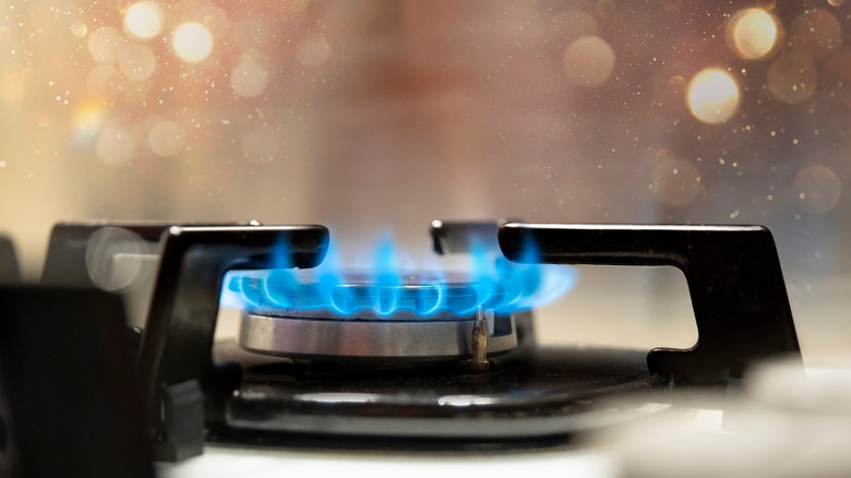 gas stove top afame