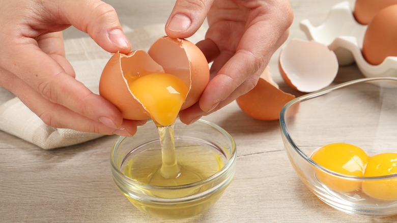 eggs being separated