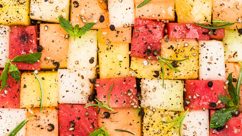 Cantaloupe and melons with spices 