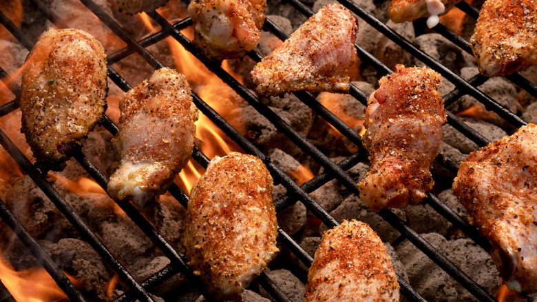 wings cooking on grill