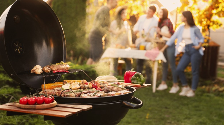 food cooking on outdoor grill