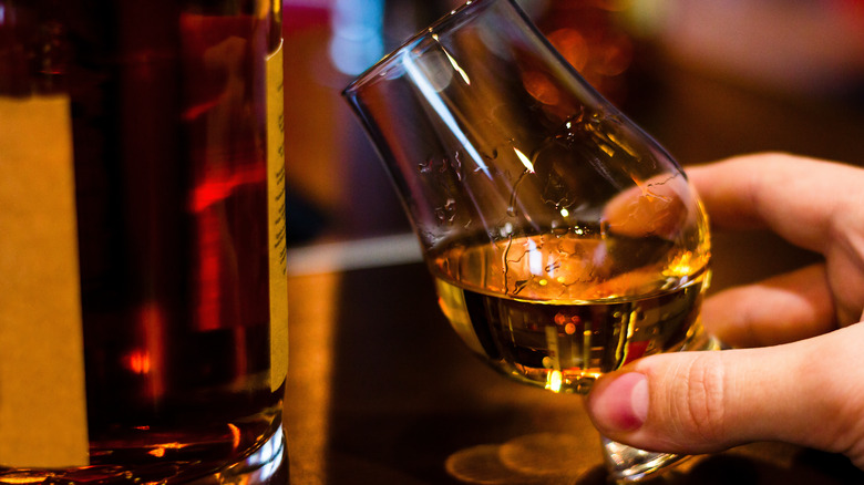 Tasting whiskey in Glencairn glass