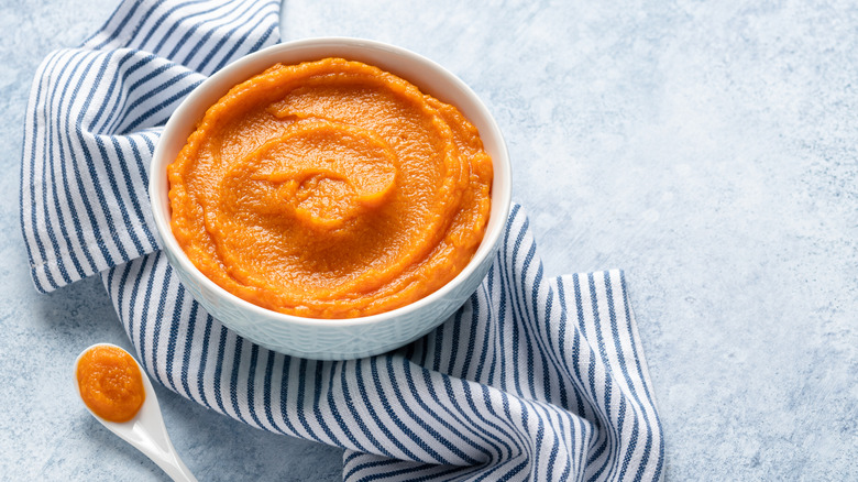 pumpkin puree in a bowl