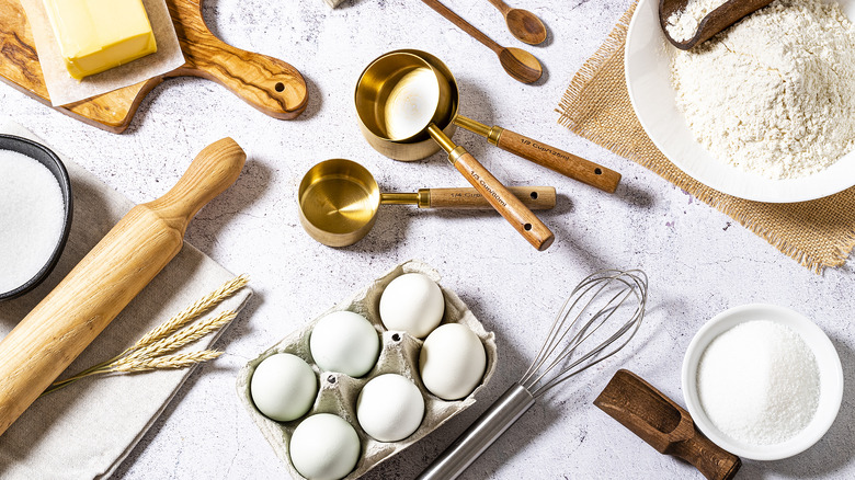 Baking ingredients and utensils