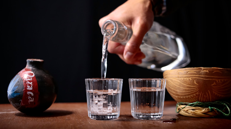 Oaxaca mezcal poured into glasses