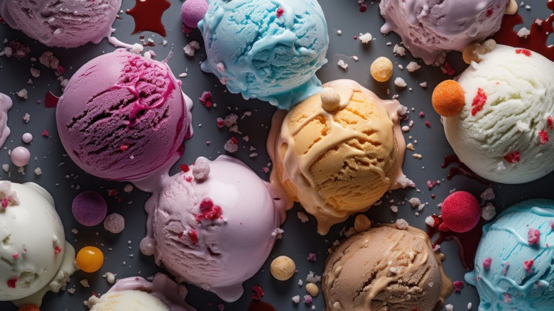 Different scoops of ice cream