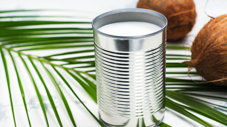 Open can of coconut milk