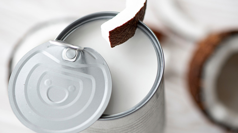 Open can of coconut milk