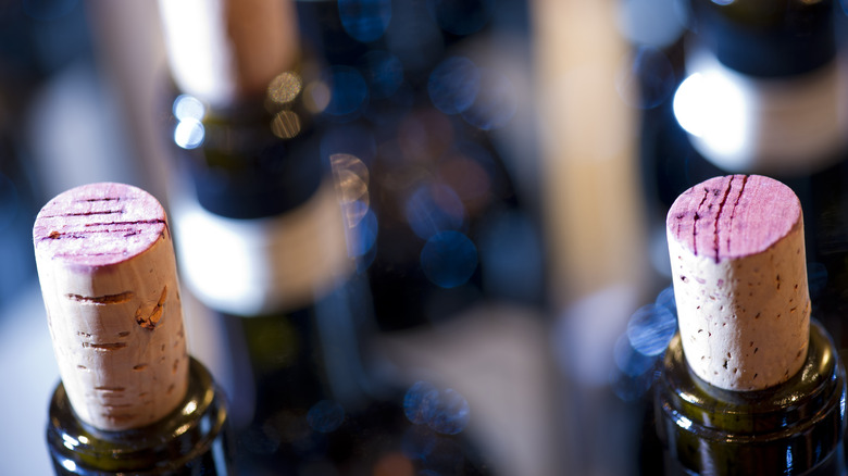 recorked bottles of red wine
