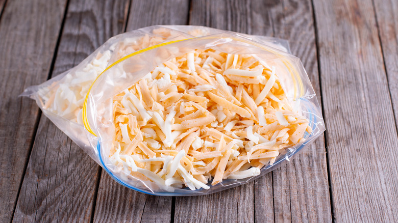 Bag of frozen shredded cheese