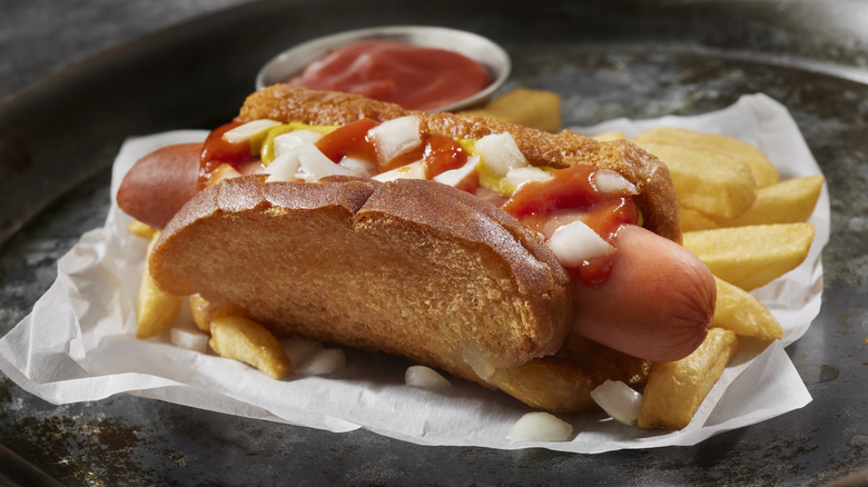 Toasted split-top hot dog bun