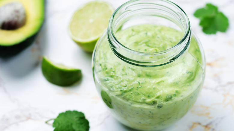 Avocado salad dressing with cilantro and lime