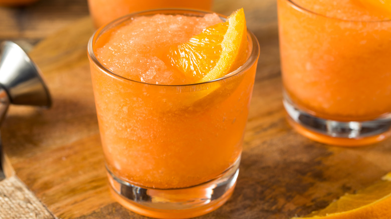 A homemade slushy served in glass.