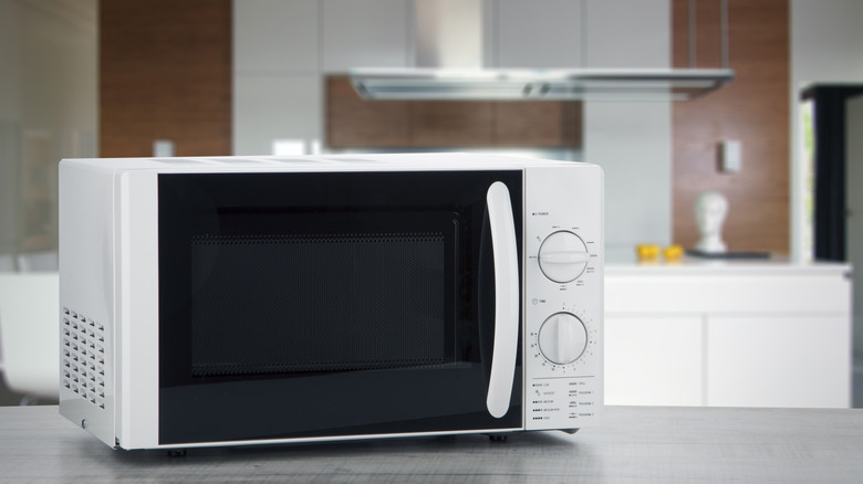 A microwave in a kitchen
