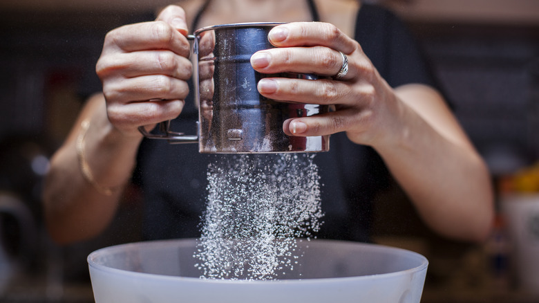 Flour sifter in use