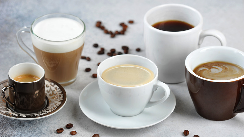coffee in various types of mugs