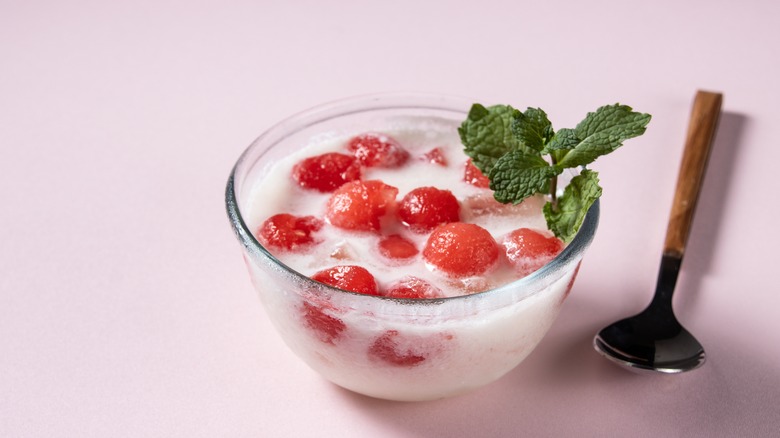 Bowl of Korean hwachae and spoon
