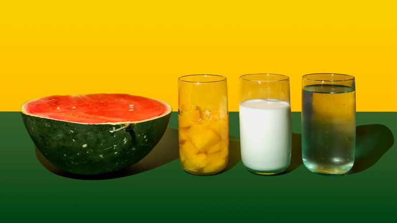 Watermelon and other ingredients for hwachae punch