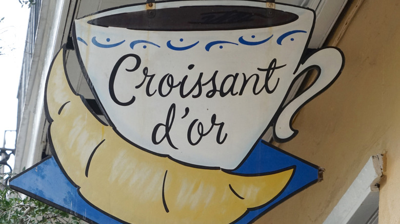 Closeup of the Croissant d'or sign in New Orleans, LA